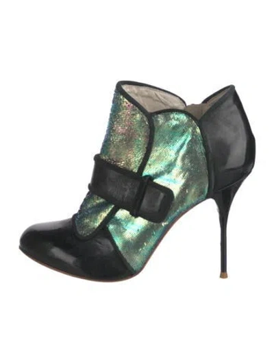 Pre-owned Sophia Webster Patent Leather Colorblock Pattern T-strap Pumps In Green