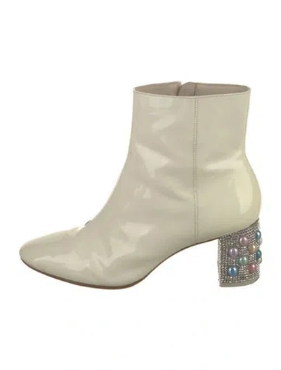 Pre-owned Sophia Webster Patent Leather Crystal Embellishments Boots In Neutral