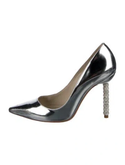 Pre-owned Sophia Webster Patent Leather Crystal Embellishments Pumps In Silver