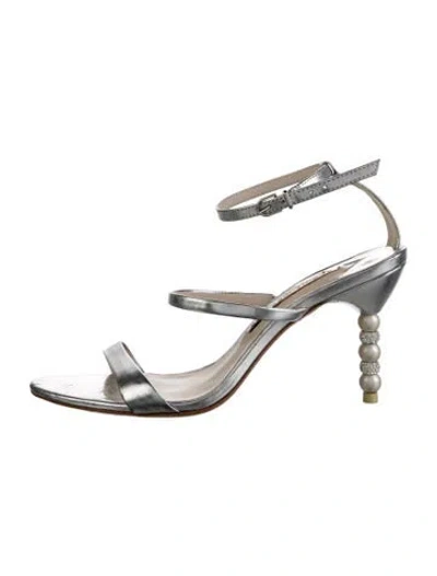 Pre-owned Sophia Webster Patent Leather Crystal Embellishments Sandals In Metallic/silver