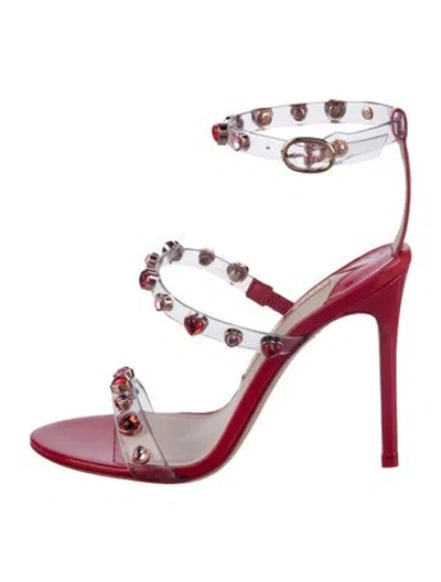 Pre-owned Sophia Webster Patent Leather Crystal Embellishments Sandals In Red