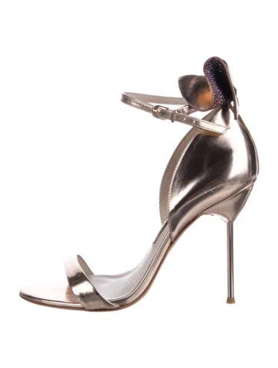 Pre-owned Sophia Webster Patent Leather Crystal Embellishments Sandals In Silver