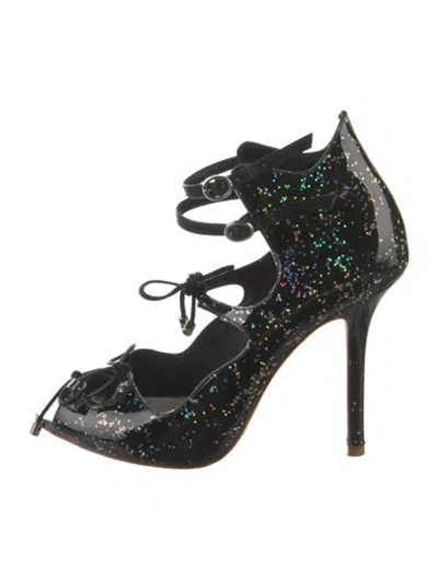 Pre-owned Sophia Webster Patent Leather Glitter Accents Pumps In Black