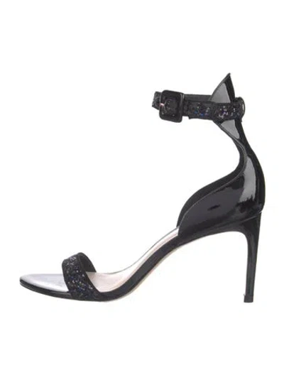 Pre-owned Sophia Webster Patent Leather Glitter Accents Sandals In Black