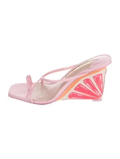 Pre-owned Sophia Webster Patent Leather Graphic Print Sandals In Pink