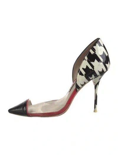 Pre-owned Sophia Webster Patent Leather Houndstooth Print Pumps In Black