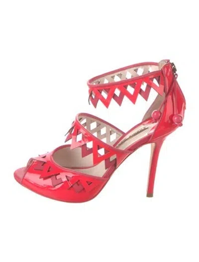 Pre-owned Sophia Webster Patent Leather Lasercut Accents Sandals In Pink
