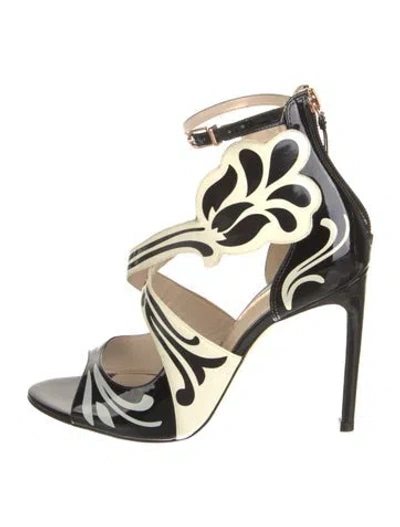 Pre-owned Sophia Webster Patent Leather Printed Sandals In Black
