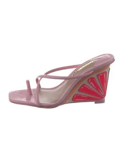 Pre-owned Sophia Webster Patent Leather Slides In Pink