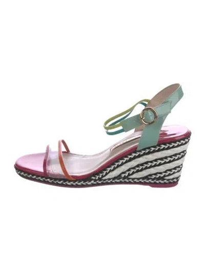 Pre-owned Sophia Webster Patent Leather Striped Slingback Sandals In Pink