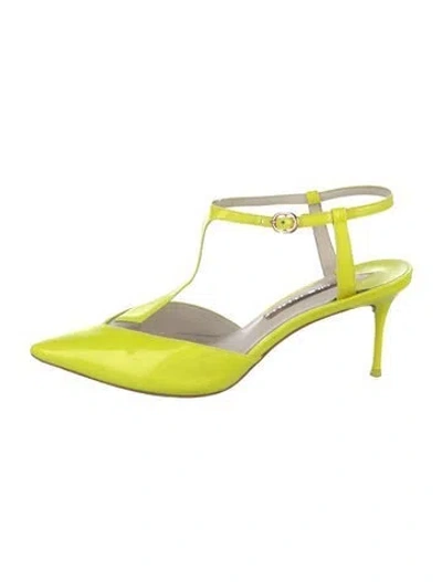 Pre-owned Sophia Webster Patent Leather T-strap Pumps In Yellow