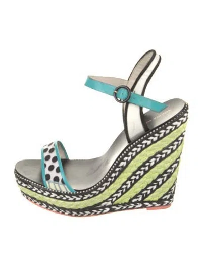 Pre-owned Sophia Webster Patterned Braided Accents Espadrilles In Green