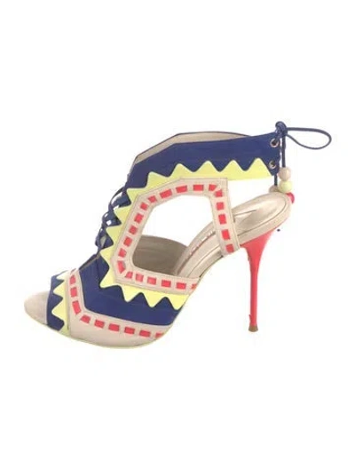 Pre-owned Sophia Webster Patterned Cutout Accent Slingback Sandals In Neutral