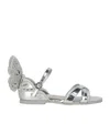 Sophia Webster Kids' Heavenly Wing-embellished Metallic-leather Sandal In Gray