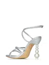 Sophia Webster Cross-strap Silver Pearl Sandals In Grey