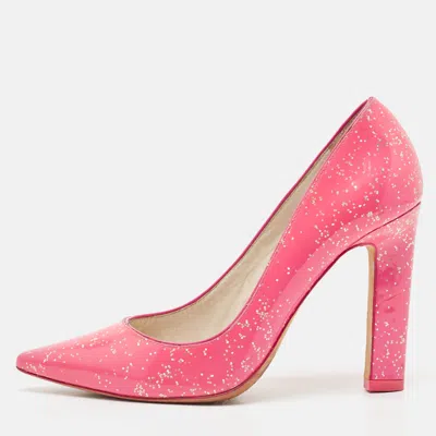 Pre-owned Sophia Webster Pink Glitter Patent Leather Pointed Toe Pumps Size 39.5