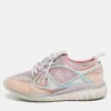 Sophia Webster Pink Knit Fabric Suede And Rubber Candyfloss Fly By Sneakers In Multi