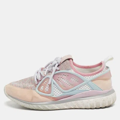 Pre-owned Sophia Webster Pink Knit Fabric Suede And Rubber Candyfloss Fly By Sneakers Size 38