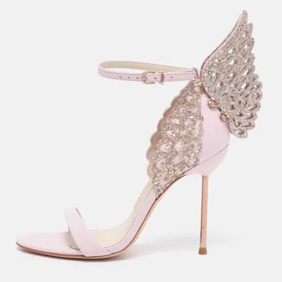 Pre-owned Sophia Webster Pink Leather And Glitter Chiara Ankle Strap Sandals Size 36