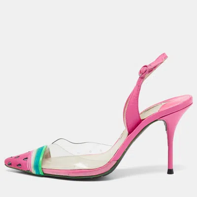 Pre-owned Sophia Webster Pink Leather And Pvc Daria Watermelon Slingback Pumps Size 36
