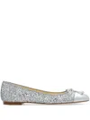 Sophia Webster Pirouette Glittered Ballerina Shoes In Silver
