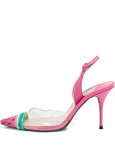 Pre-owned Sophia Webster  100mm Daria Watermelon Pumps