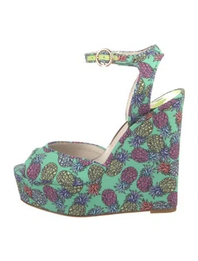 Pre-owned Sophia Webster Printed Slingback Pumps In Green