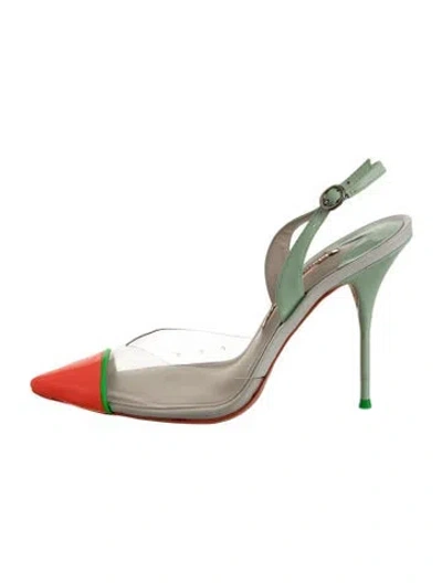 Pre-owned Sophia Webster Pvc Colorblock Pattern Slingback Pumps In Green