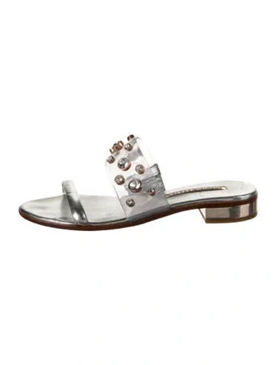 Pre-owned Sophia Webster Pvc Slides In Silver