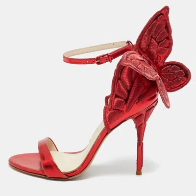 Pre-owned Sophia Webster Red Leather Chiara Ankle Strap Sandals Size 37.5