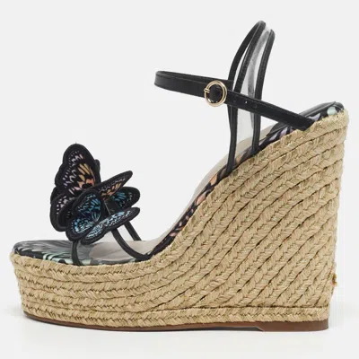 Pre-owned Sophia Webster Riva Size 36.5 Transparent/black Leather And Pvc Wedge Sandals