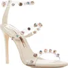 Sophia Webster Rodaland Gem Sandal Womens Faux Leather Adustable Heels In White