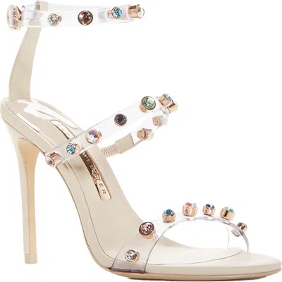 Sophia Webster Rodaland Gem Sandal Womens Faux Leather Adustable Heels In White