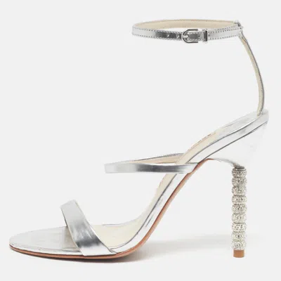 Pre-owned Sophia Webster Rosalind Crystal Size 39 Silver Leather Ankle Strap Sandals