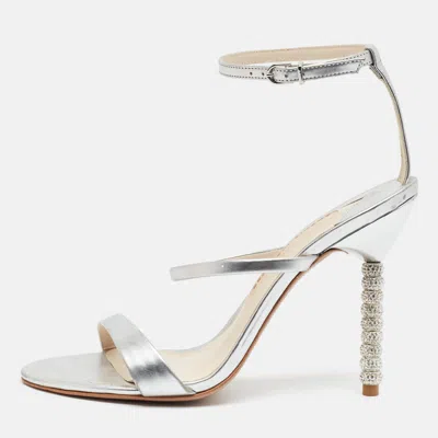 Pre-owned Sophia Webster Rosalind Crystal Size 39 Silver Leather Ankle Strap Sandals