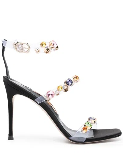 Sophia Webster Rosalind Mix Gem Vinyl Stiletto Sandals In Black Rainbow