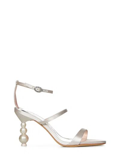 Sophia Webster Rosalind Pearl Mid-heel Sandals In Bianco