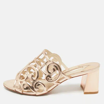 Sophia Webster Rose Gold Cut Out Leather Birdie Mules In Neutral