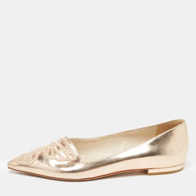 Pre-owned Sophia Webster Rose Gold Leather Bibi Butterfly Ballet Flats Size 37 In Metallic