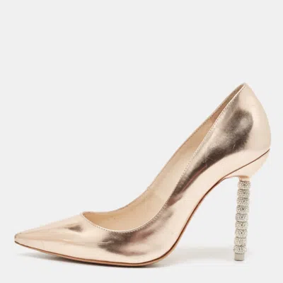 Sophia Webster Rose Gold Leather Crystal Embellished Heel Coco Pumps