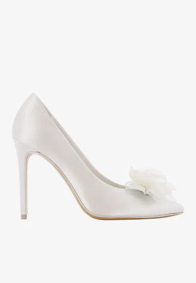 Sophia Webster Rosette 100 Satin Pumps In White
