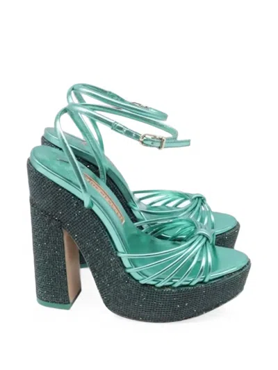 Pre-owned Sophia Webster Rue 140 Platform Sandals In Green