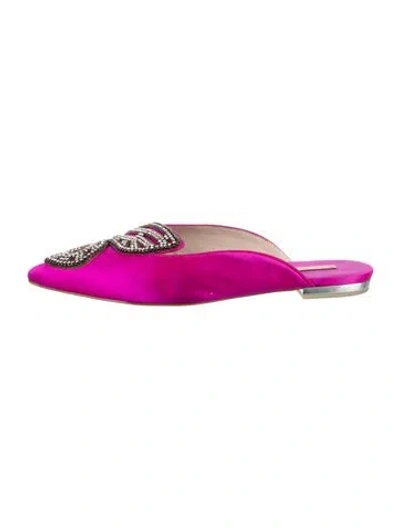 Pre-owned Sophia Webster Satin Crystal Embellishments Mules In Pink