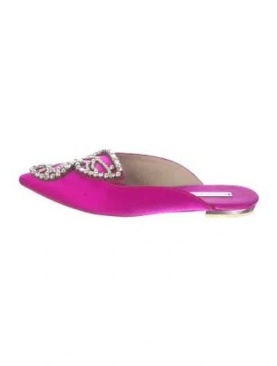 Pre-owned Sophia Webster Satin Crystal Embellishments Mules In Pink