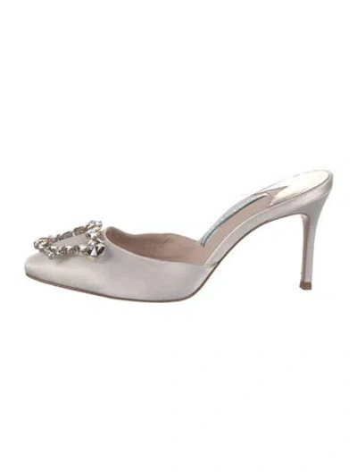Pre-owned Sophia Webster Satin Crystal Embellishments Mules In White