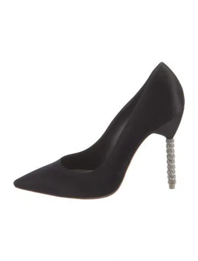 Pre-owned Sophia Webster Satin Crystal Embellishments Pumps In Black