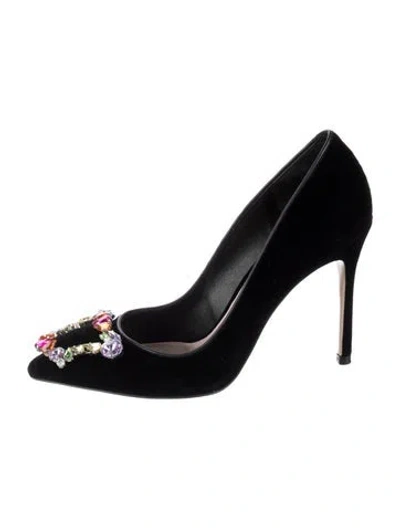 Pre-owned Sophia Webster Satin Crystal Embellishments Pumps In Black