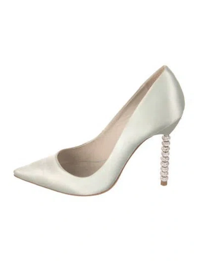 Pre-owned Sophia Webster Satin Crystal Embellishments Pumps In Green