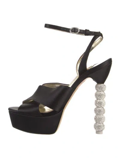 Pre-owned Sophia Webster Satin Crystal Embellishments Sandals In Black