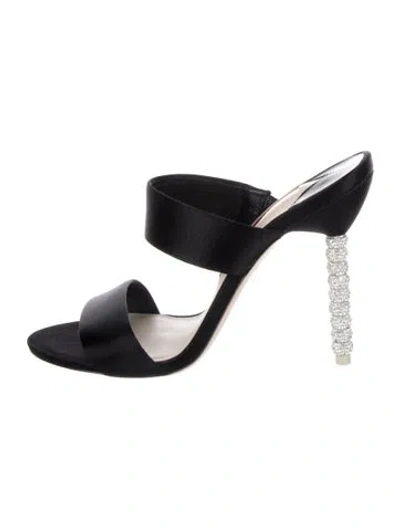 Pre-owned Sophia Webster Satin Crystal Embellishments Sandals In Black